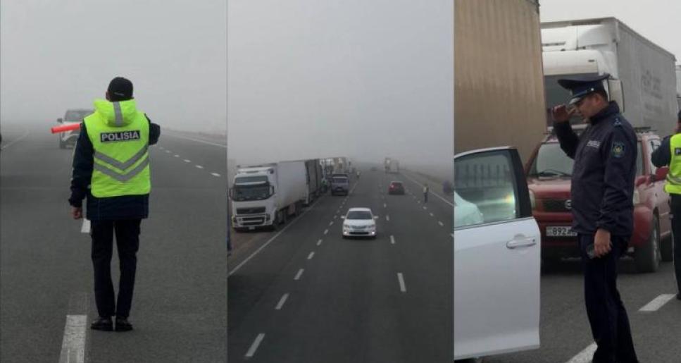 Қолайсыз ауа райында полицейлер дрон арқылы жол қауіпсіздігін бақылауда